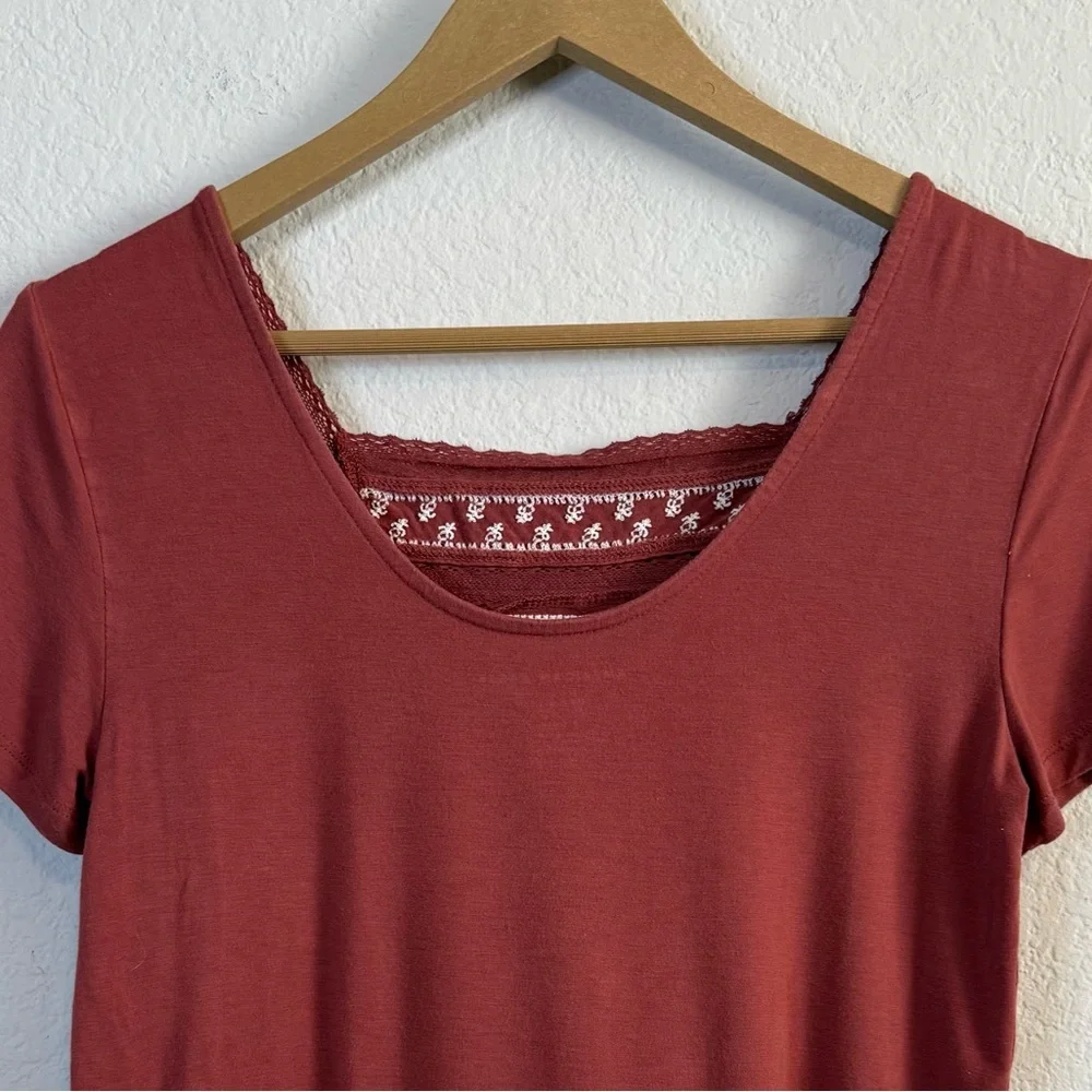 American Eagle Soft & Sexy Rose Pink Mauve Embroidered Square Neck Top Size SM - Picture 6 of 10